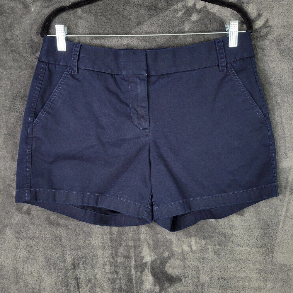 J. Crew Chino Shorts Women's 10 Solid Blue Flat Front Zipper Cotton 68925